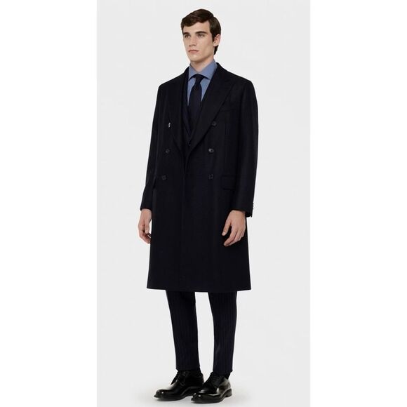 Loro Piana Storm System  rain protection CASHMERE DOUBLE BREASTED OVERCOAT XXL - Picture 3 of 15
